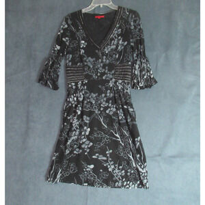 VTG 90s Y2K Vivienne Tam Dress M Black Sheer Mesh Floral Fairy Whimsigoth Vamp